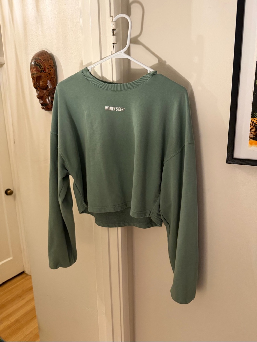 Women's Best Sage Green Cropped Sweatshirt